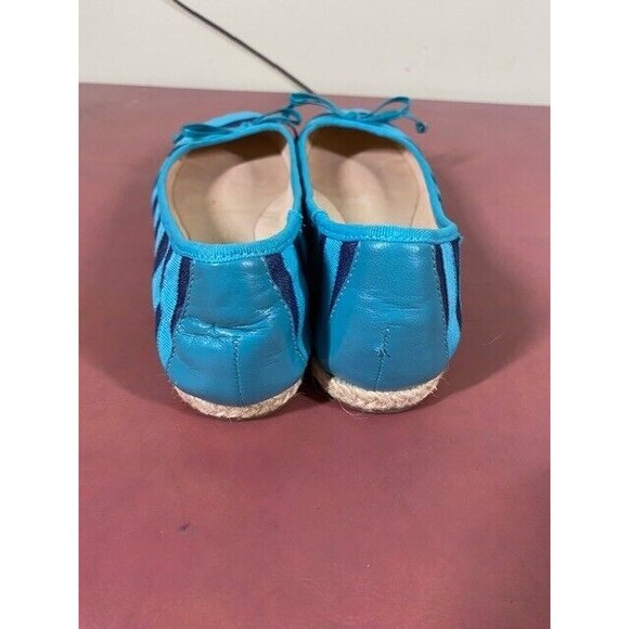 KATE SPADE NY Sz 5M Textile Pull-on Bow Front Loafers Navy/Green Nautical Preppy - Picture 6 of 12